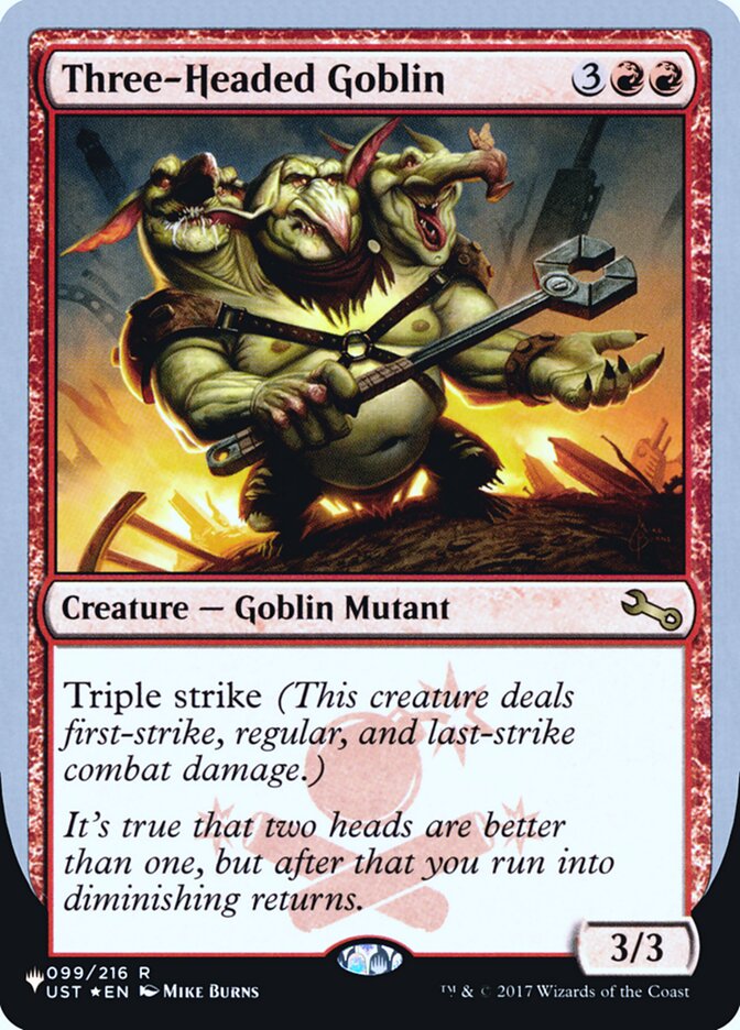 Three-Headed Goblin (Unfinity Foil Edition) [The List] | Tabernacle Games