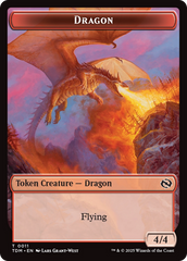 Dragon (0011) // Warrior Double-Sided Token [Tarkir: Dragonstorm Tokens] | Tabernacle Games