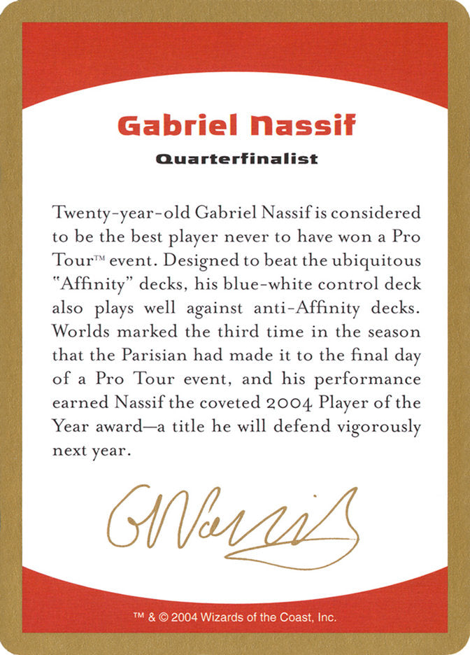 Gabriel Nassif Bio [World Championship Decks 2004] | Tabernacle Games