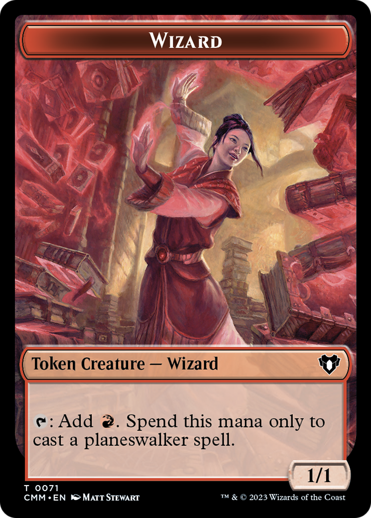 Chandra, Torch of Defiance Emblem // Wizard Double-Sided Token [Commander Masters Tokens] | Tabernacle Games