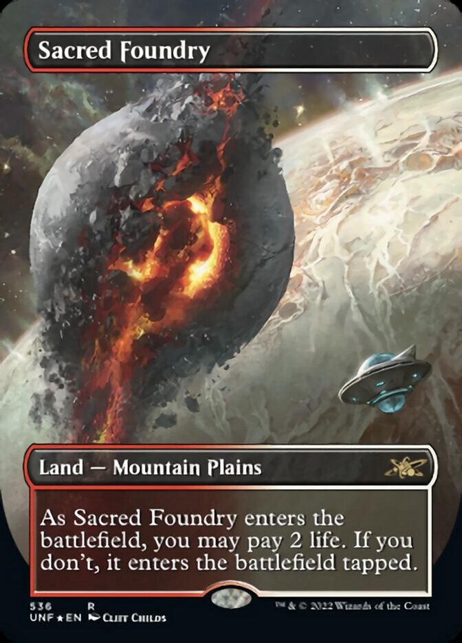 Sacred Foundry (Borderless) (Galaxy Foil) [Unfinity] | Tabernacle Games