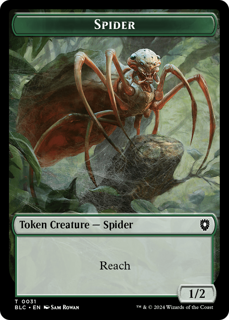 Spider // Blood Double-Sided Token [Bloomburrow Commander Tokens] | Tabernacle Games