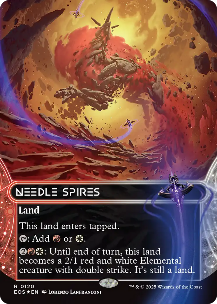 Needle Spires (0120) (Borderless) (Galaxy Foil) [Edge of Eternities: Stellar Sights] | Tabernacle Games