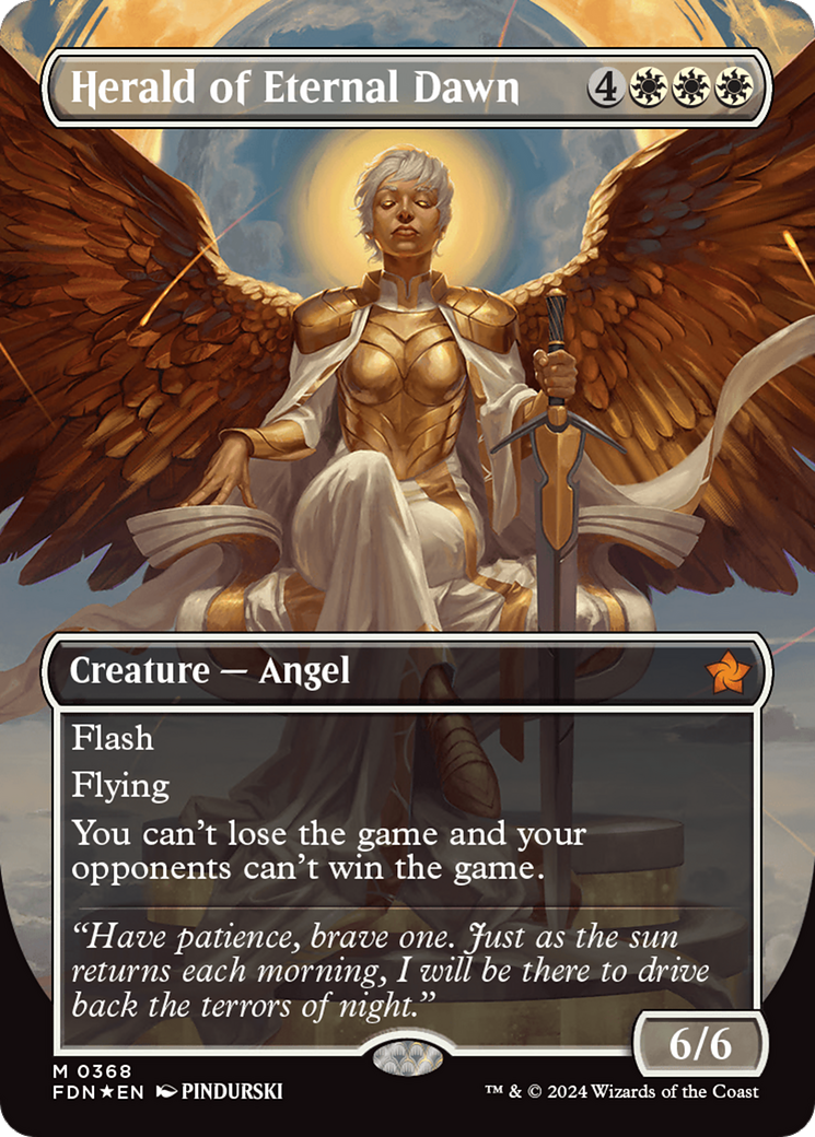 Herald of Eternal Dawn (Borderless) (Mana Foil) [Foundations] | Tabernacle Games