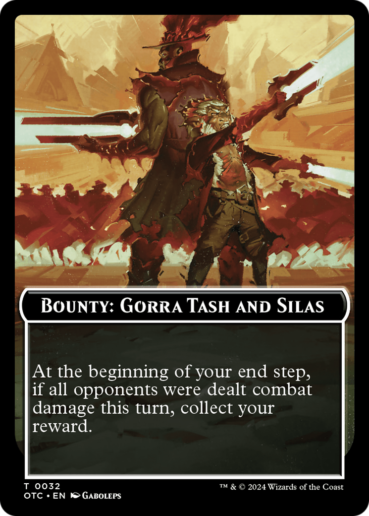 Bounty: Gorra Tash and Silas // Bounty Rules Double-Sided Token [Outlaws of Thunder Junction Commander Tokens] | Tabernacle Games