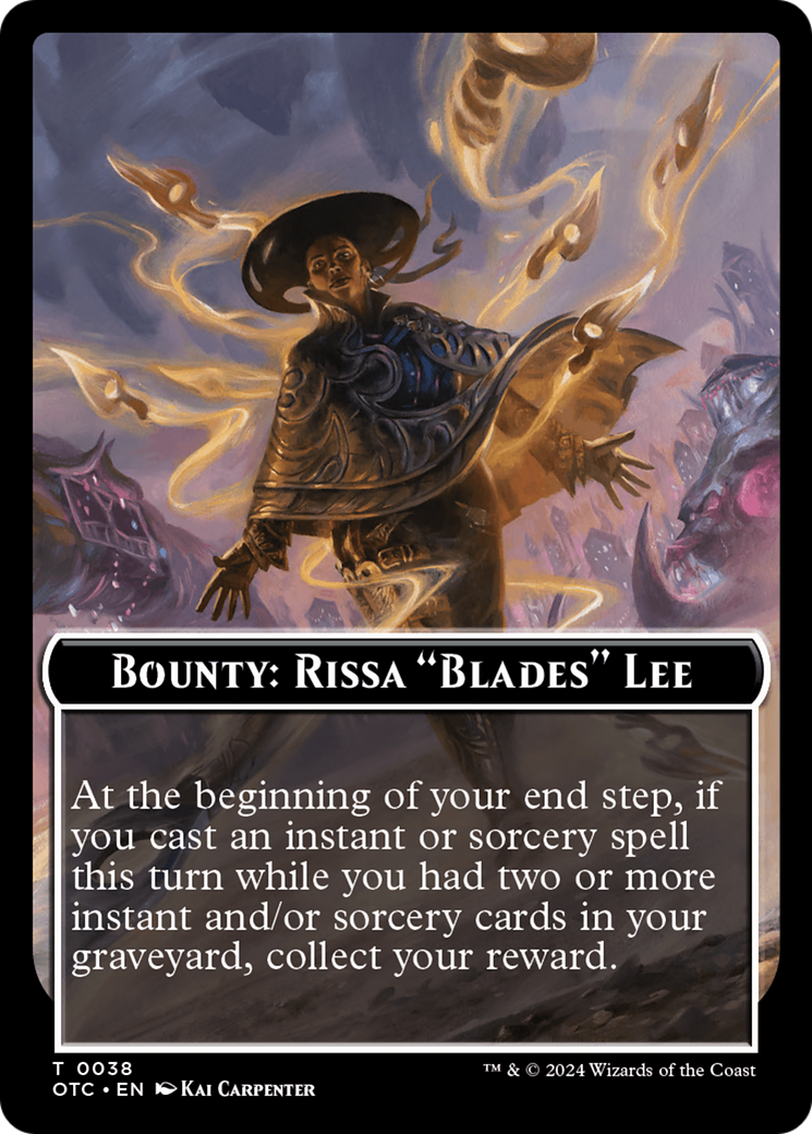 Bounty: Rissa "Blades" Lee // Bounty Rules Double-Sided Token [Outlaws of Thunder Junction Commander Tokens] | Tabernacle Games