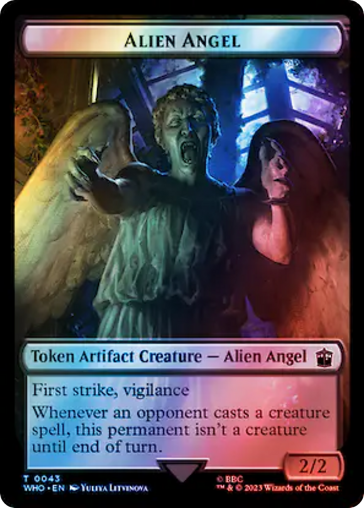 Alien Angel // Clue (0051) Double-Sided Token (Surge Foil) [Doctor Who Tokens] | Tabernacle Games