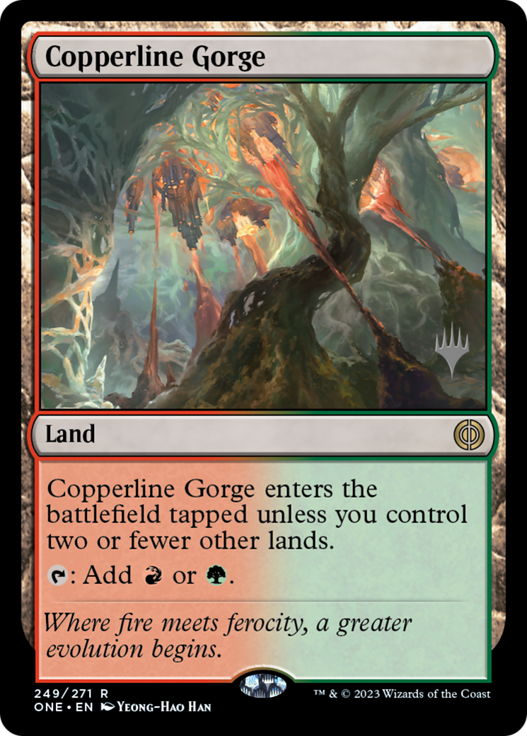 Copperline Gorge (Promo Pack) [Phyrexia: All Will Be One Promos] | Tabernacle Games