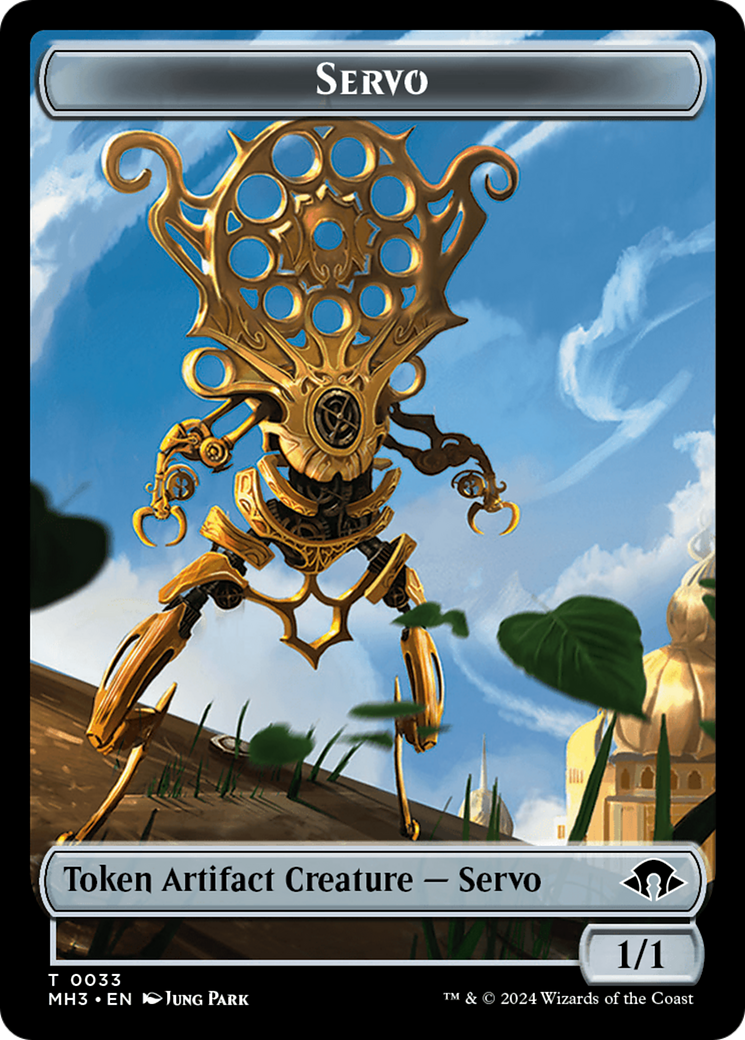 Phyrexian Myr (Ripple Foil) // Servo Double-Sided Token [Modern Horizons 3 Commander Tokens] | Tabernacle Games