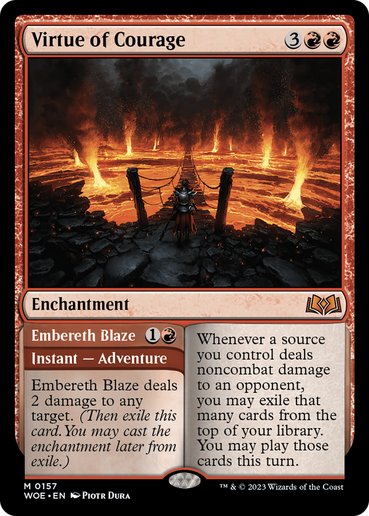 Virtue of Courage // Embereth Blaze [Wilds of Eldraine] | Tabernacle Games