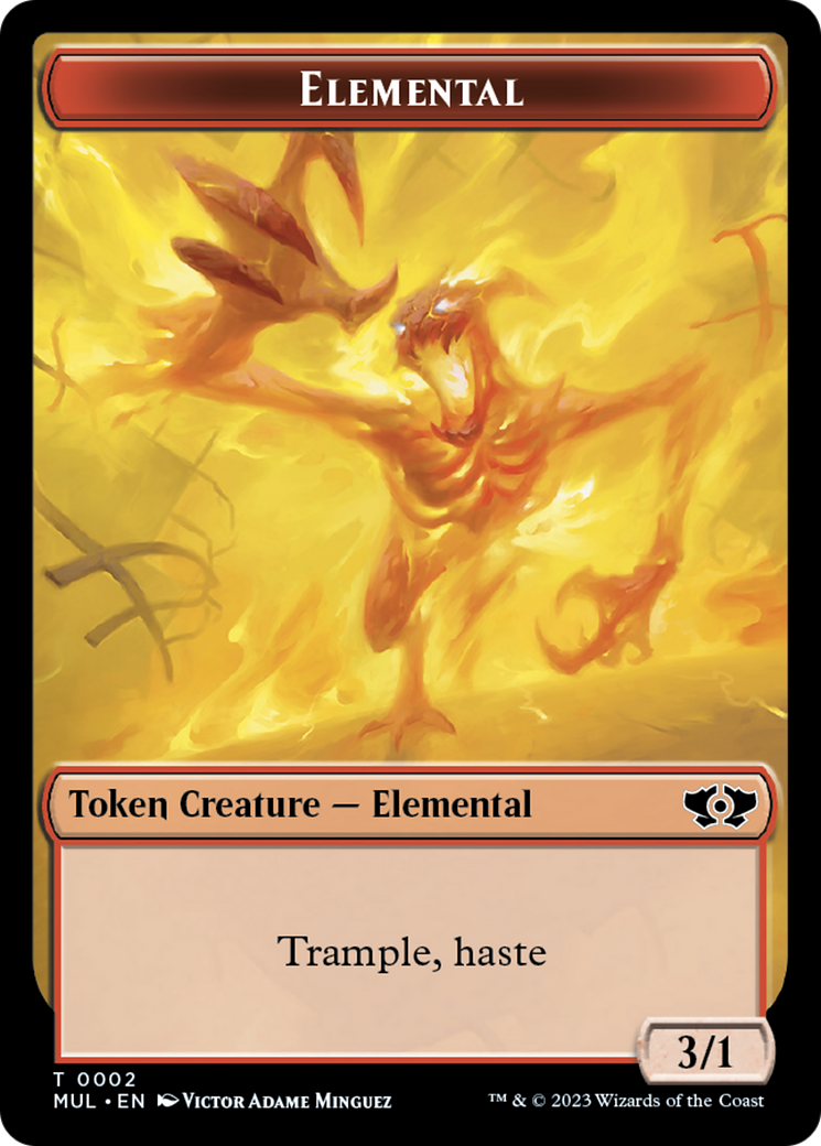 Elemental (2) // Teferi Akosa of Zhalfir Emblem Double-Sided Token [March of the Machine Tokens] | Tabernacle Games