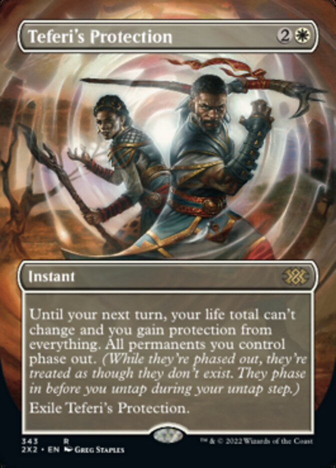 Teferi's Protection (Borderless Alternate Art) [Double Masters 2022] | Tabernacle Games