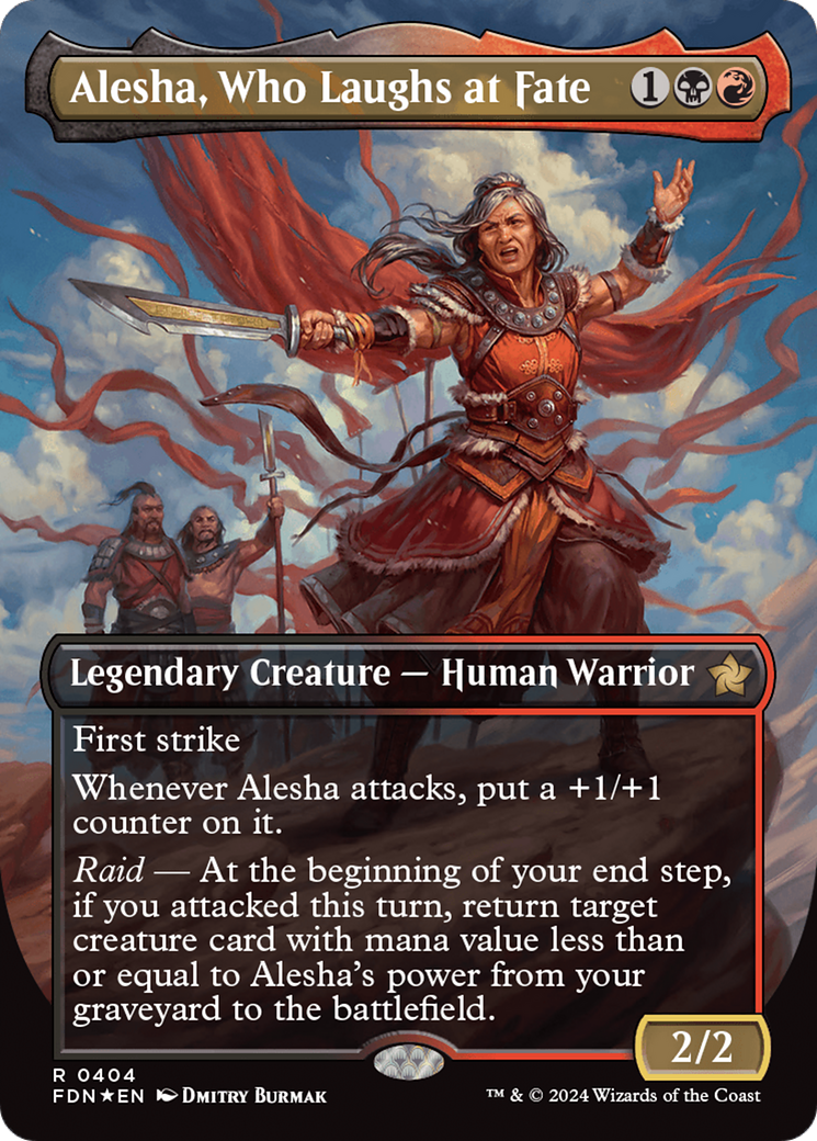 Alesha, Who Laughs at Fate (Borderless) (Mana Foil) [Foundations] | Tabernacle Games