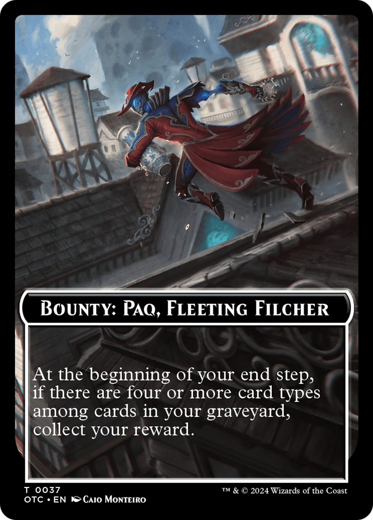 Bounty: Paq, Fleeting Filcher // Bounty Rules Double-Sided Token [Outlaws of Thunder Junction Commander Tokens] | Tabernacle Games