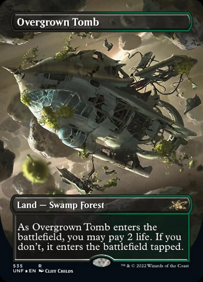 Overgrown Tomb (Borderless) (Galaxy Foil) [Unfinity] | Tabernacle Games
