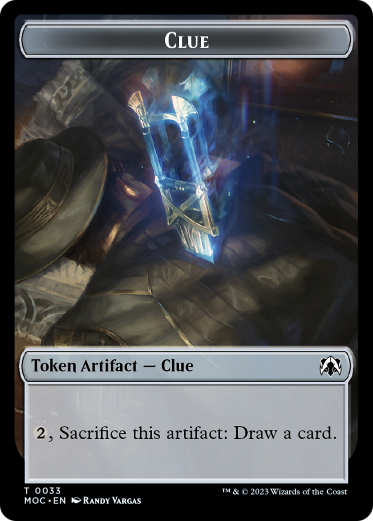 Golem // Clue Double-Sided Token [March of the Machine Commander Tokens] | Tabernacle Games