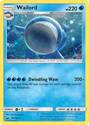 Wailord (40/168) (Cosmos Holo) [Sun & Moon: Celestial Storm] | Tabernacle Games