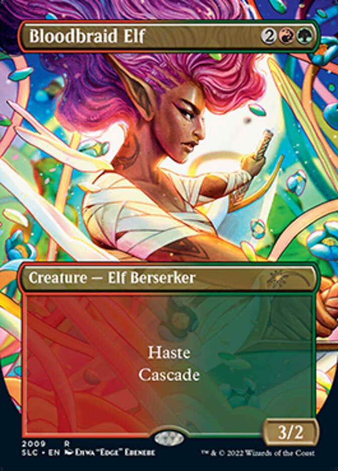 Bloodbraid Elf (Borderless Alternate Art) [Secret Lair Countdown Kit] | Tabernacle Games