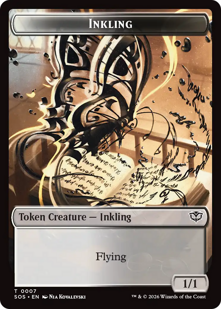 Inkling (0007) // Spirit (0011) Double-Sided Token [Secrets of Strixhaven Tokens] | Tabernacle Games