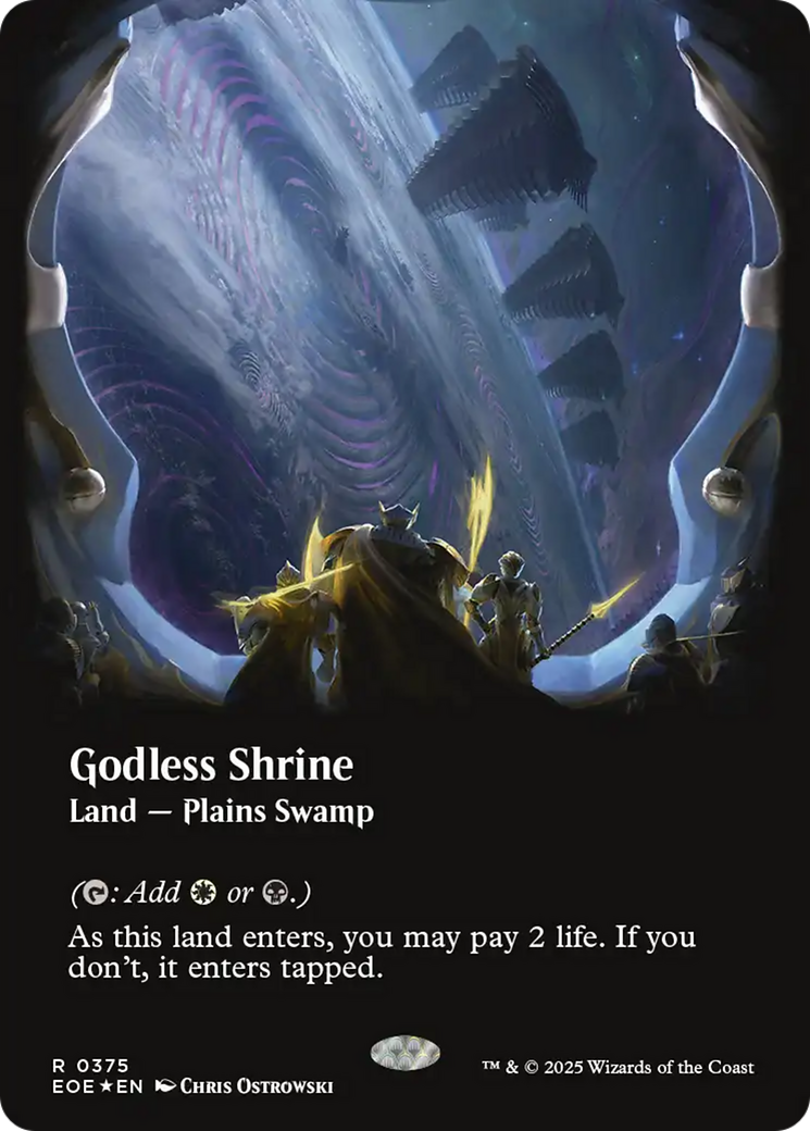 Godless Shrine (Borderless) (Galaxy Foil) [Edge of Eternities] | Tabernacle Games