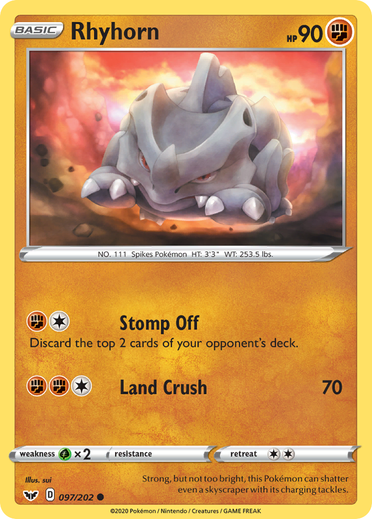 Rhyhorn (097/202) [Sword & Shield: Base Set] | Tabernacle Games