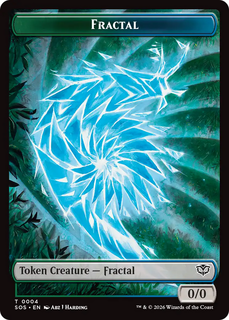 Beast // Fractal (0004) Double-Sided Token [Secrets of Strixhaven Commander Tokens] | Tabernacle Games