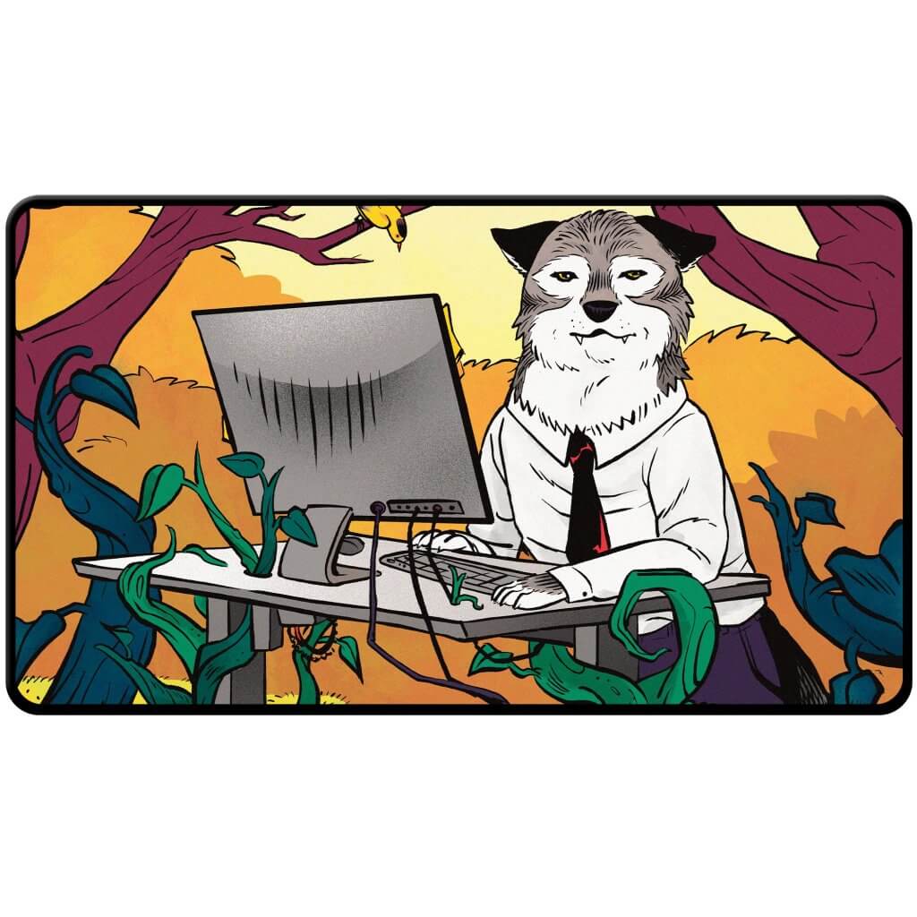 ULTRA PRO Magic: The Gathering - Secret Lair: Not A Wolf Black Stitched Playmat Standing Desk Wolf Token | Tabernacle Games