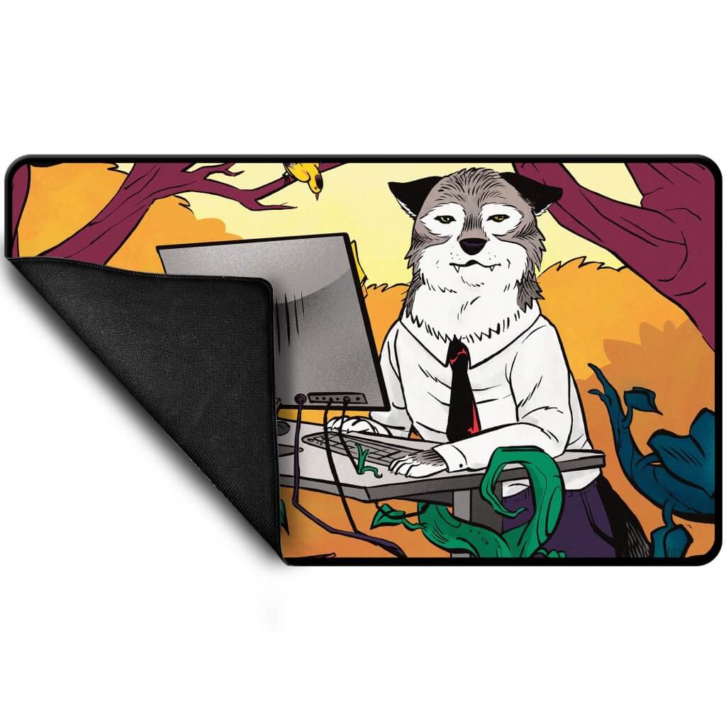 ULTRA PRO Magic: The Gathering - Secret Lair: Not A Wolf Black Stitched Playmat Standing Desk Wolf Token | Tabernacle Games