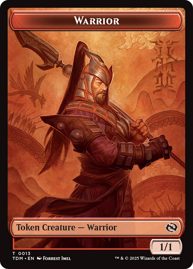 Dragon (0011) // Warrior Double-Sided Token [Tarkir: Dragonstorm Tokens] | Tabernacle Games