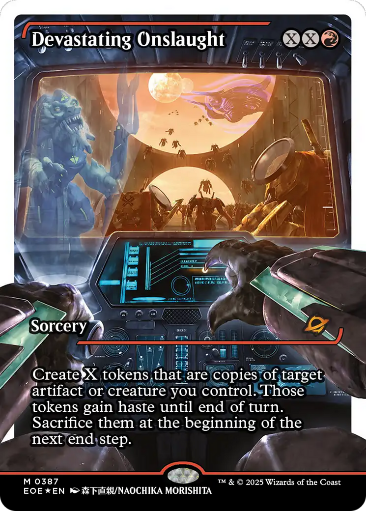 Devastating Onslaught (0387) (Showcase) (Fracture Foil) [Edge of Eternities] | Tabernacle Games