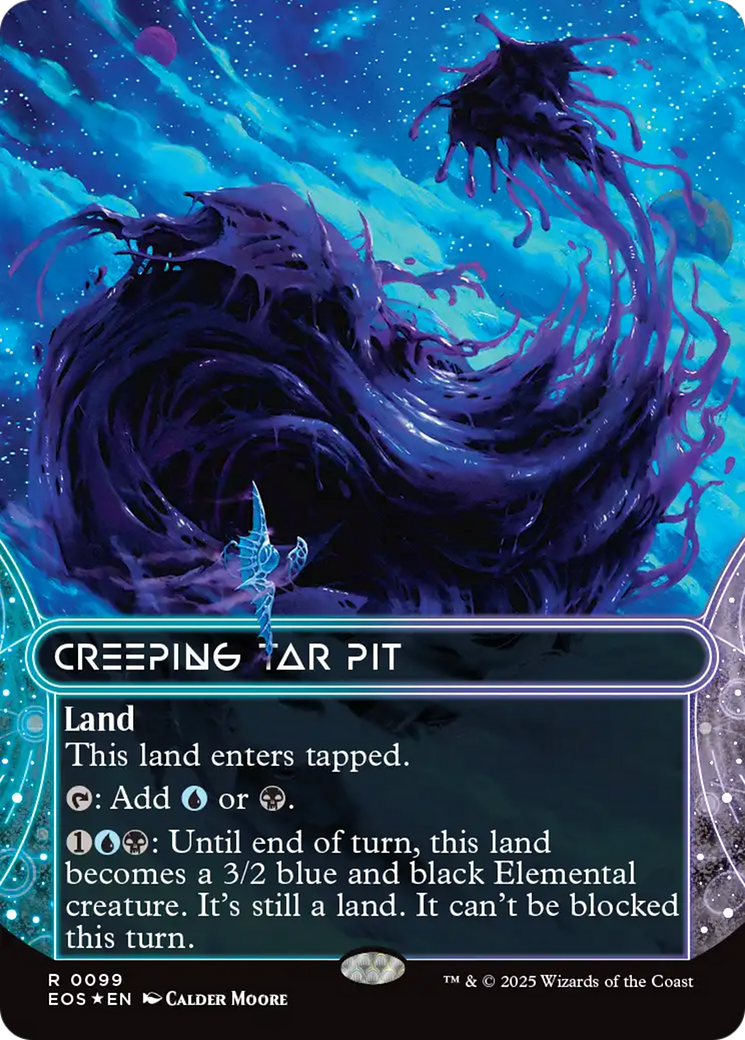 Creeping Tar Pit (0099) (Borderless) (Galaxy Foil) [Edge of Eternities: Stellar Sights] | Tabernacle Games