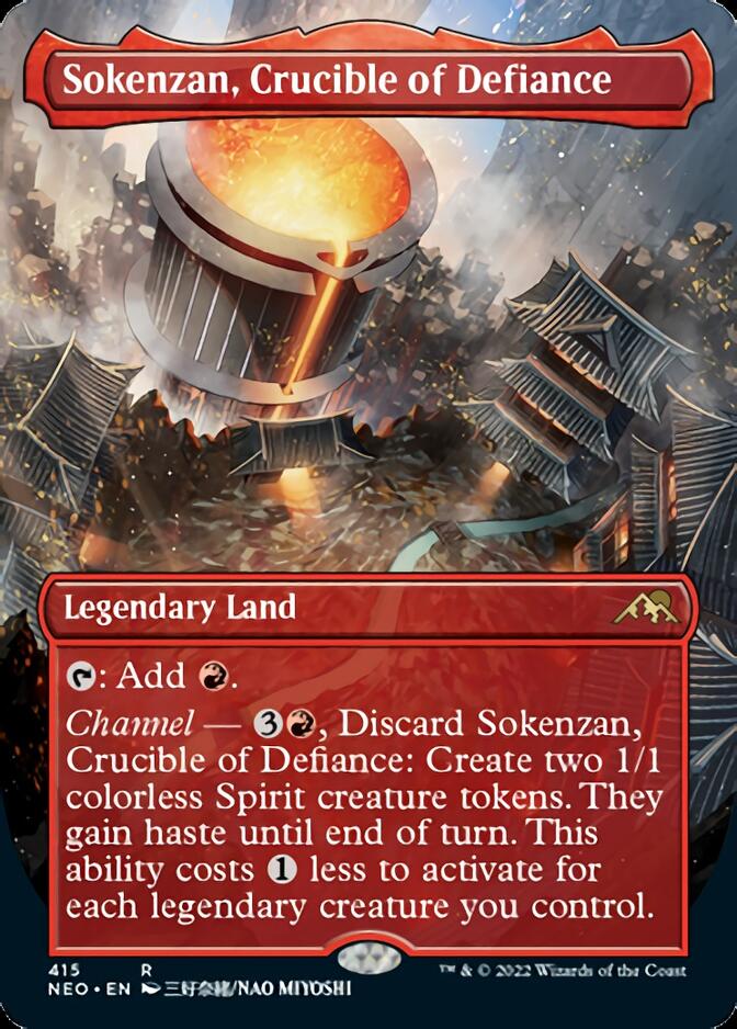 Sokenzan, Crucible of Defiance (Borderless Alternate Art) [Kamigawa: Neon Dynasty] | Tabernacle Games