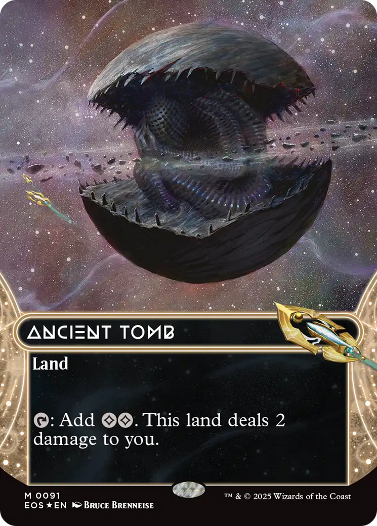 Ancient Tomb (0091) (Borderless) (Galaxy Foil) [Edge of Eternities] | Tabernacle Games