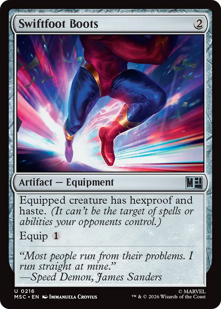 Swiftfoot Boots (Surge Foil) [Marvel Super Heroes Commander] | Tabernacle Games