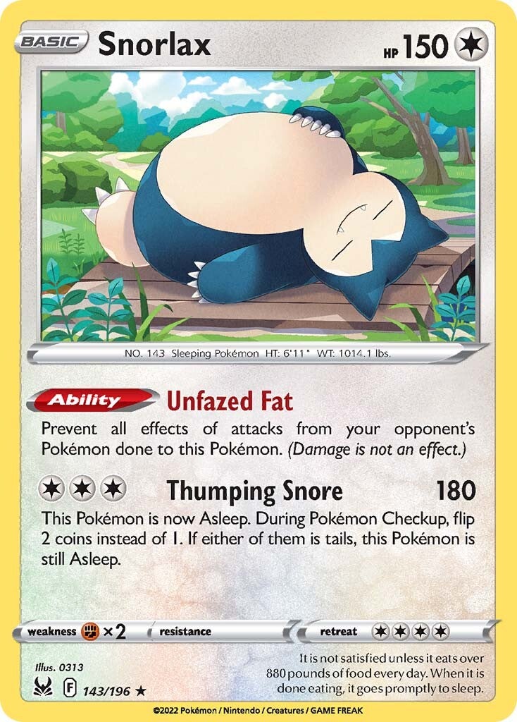 Snorlax (143/196) [Sword & Shield: Lost Origin] | Tabernacle Games