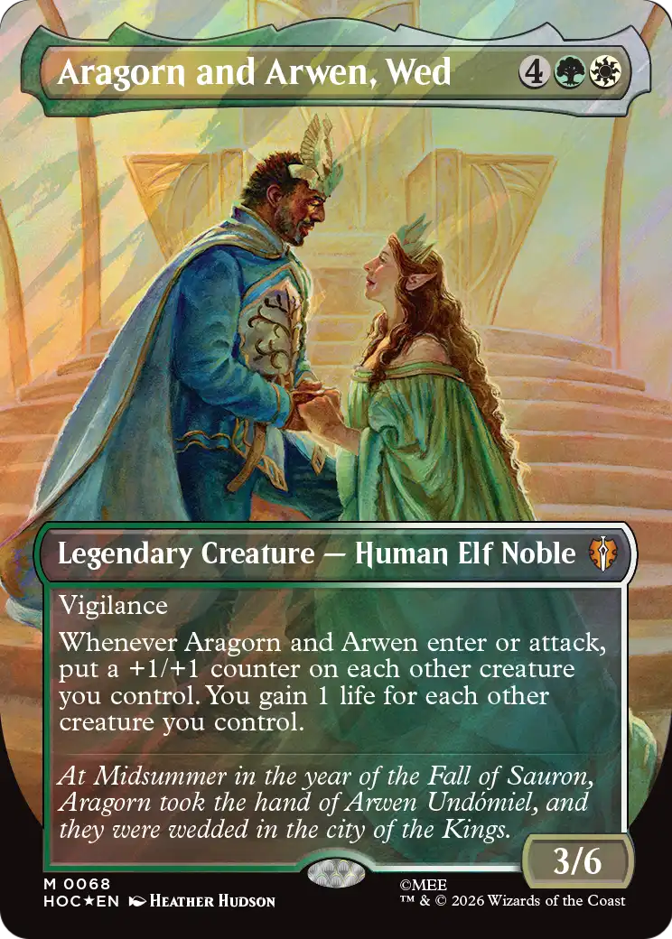 Aragorn and Arwen, Wed (Borderless) (Surge Foil) [The Hobbit: Eternal-Legal] | Tabernacle Games