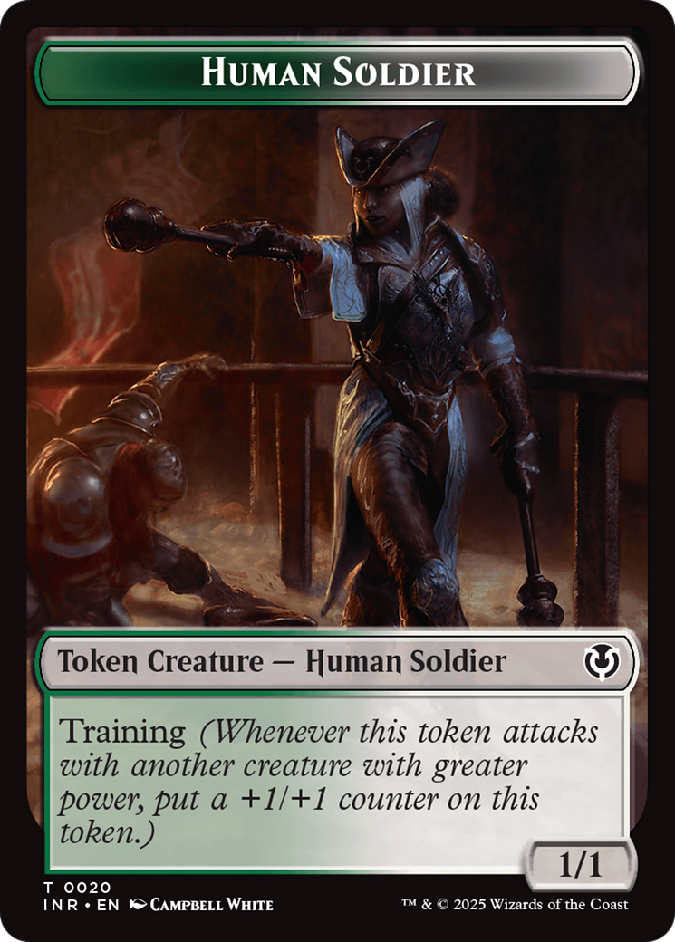 Human Soldier (0020) // Emblem - Tamiyo, Field Researcher Double-Sided Token [Innistrad Remastered Tokens] | Tabernacle Games