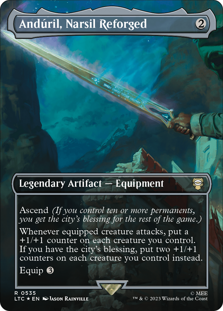 Anduril, Narsil Reforged (Borderless) (Surge Foil) [The Lord of the Rings: Tales of Middle-Earth Commander] | Tabernacle Games