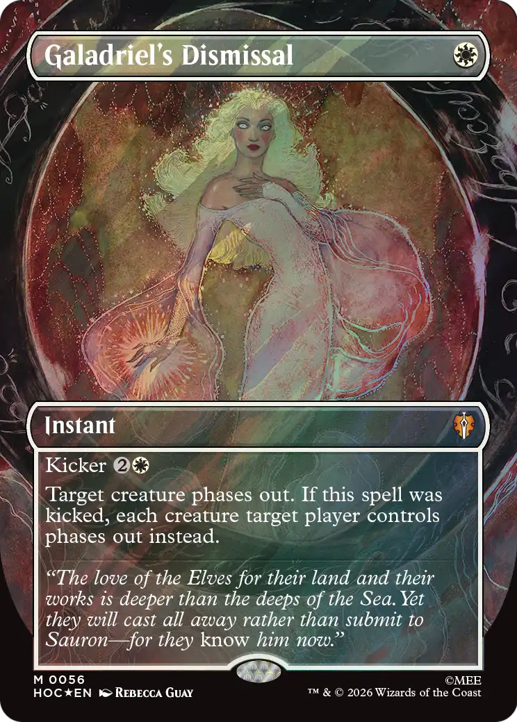 Galadriel's Dismissal (Borderless) (Surge Foil) [The Hobbit: Eternal-Legal] | Tabernacle Games