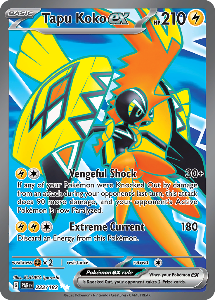 Tapu Koko ex (222/182) [Scarlet & Violet: Paradox Rift] | Tabernacle Games