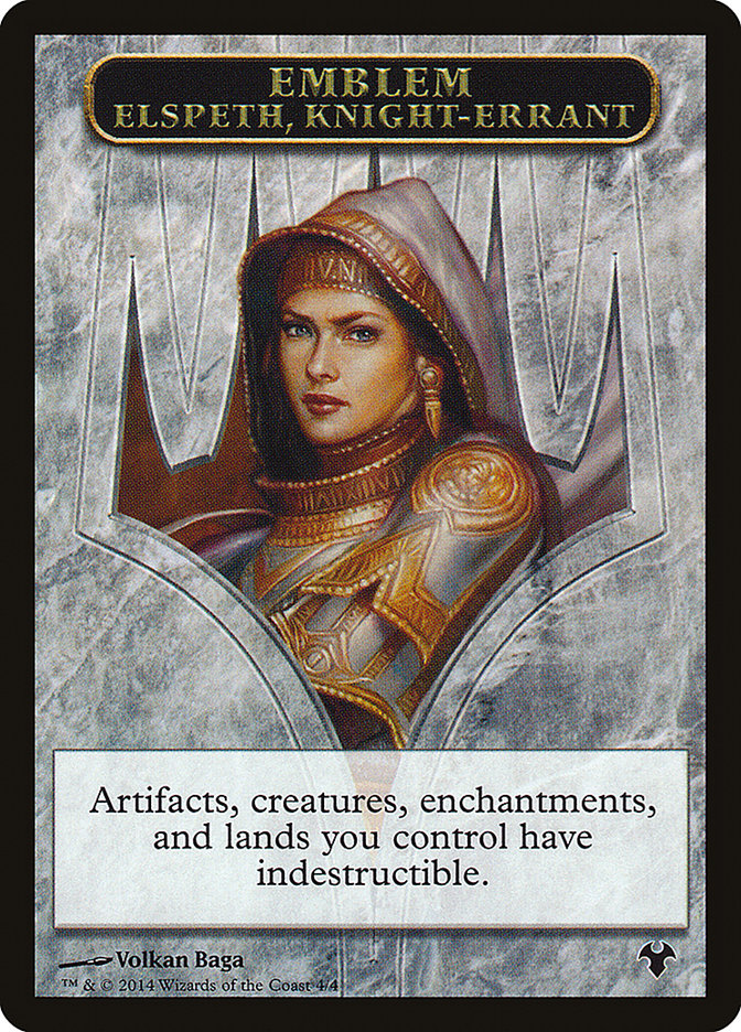 Emblem - Elspeth, Knight-Errant // Soldier Double-Sided Token [Modern Event Deck 2014 Tokens] | Tabernacle Games