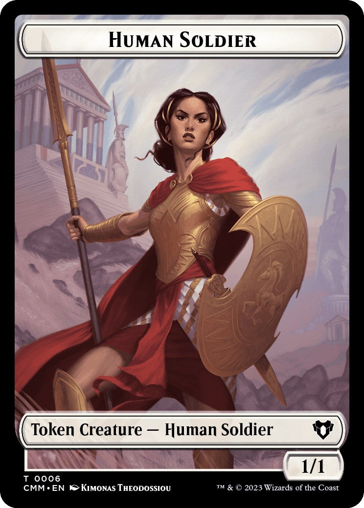 Human Soldier // Dwarf Berserker Double-Sided Token [Commander Masters Tokens] | Tabernacle Games