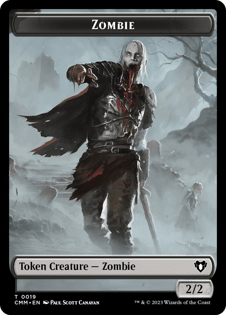 Zombie (0019) // Emblem - Ob Nixilis of the Black Oath Double-Sided Token [Commander Masters Tokens] | Tabernacle Games