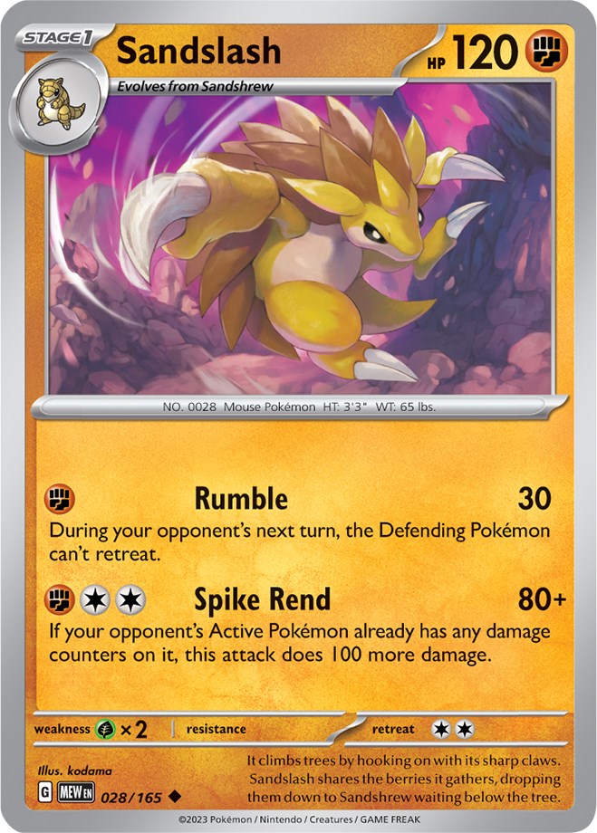 Sandslash (028/165) [Scarlet & Violet: 151] | Tabernacle Games