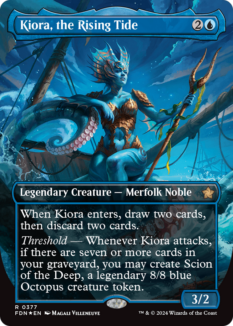 Kiora, the Rising Tide (Borderless) (Mana Foil) [Foundations] | Tabernacle Games