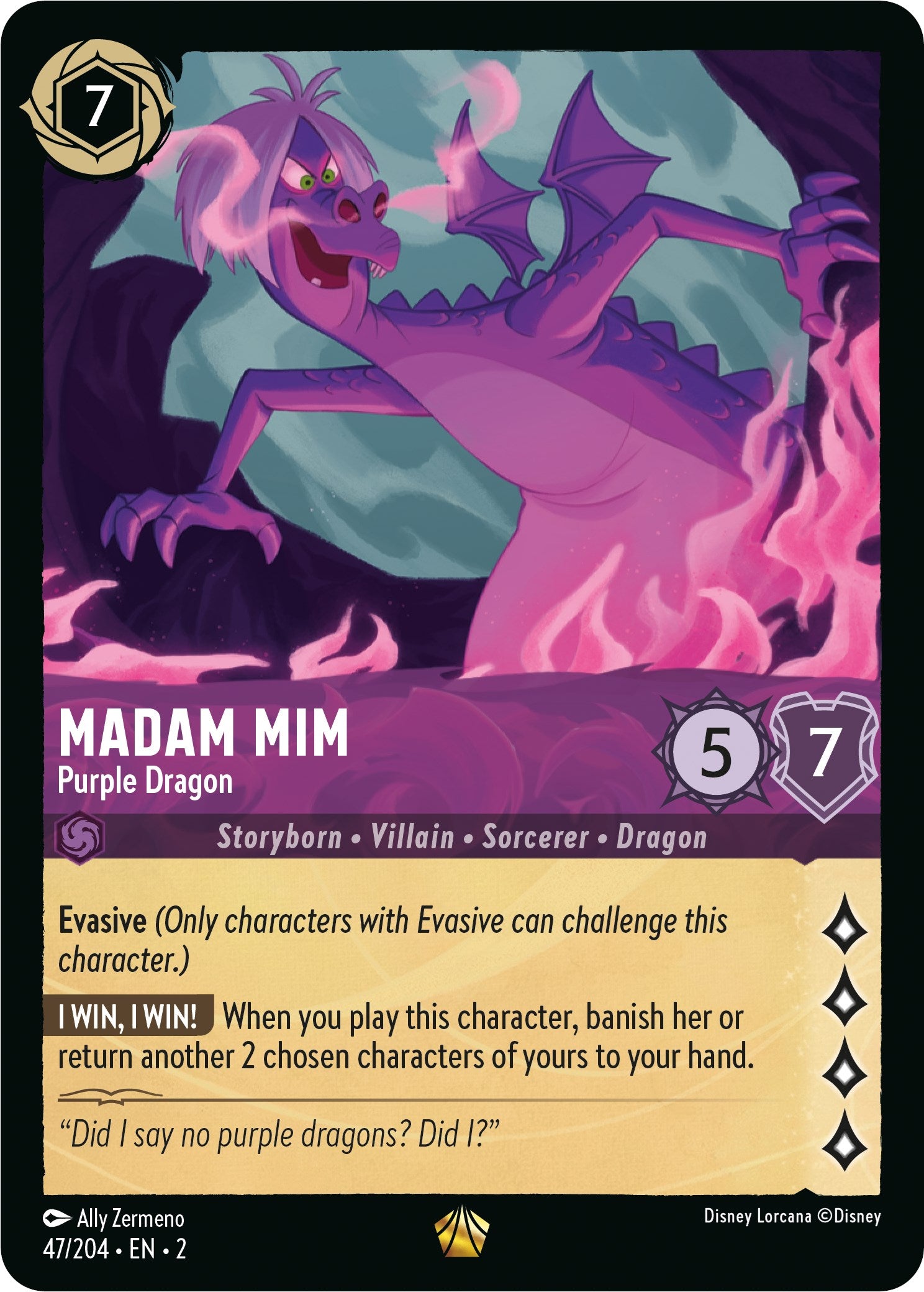 Madam Mim - Purple Dragon (47/204) [Rise of the Floodborn] | Tabernacle Games