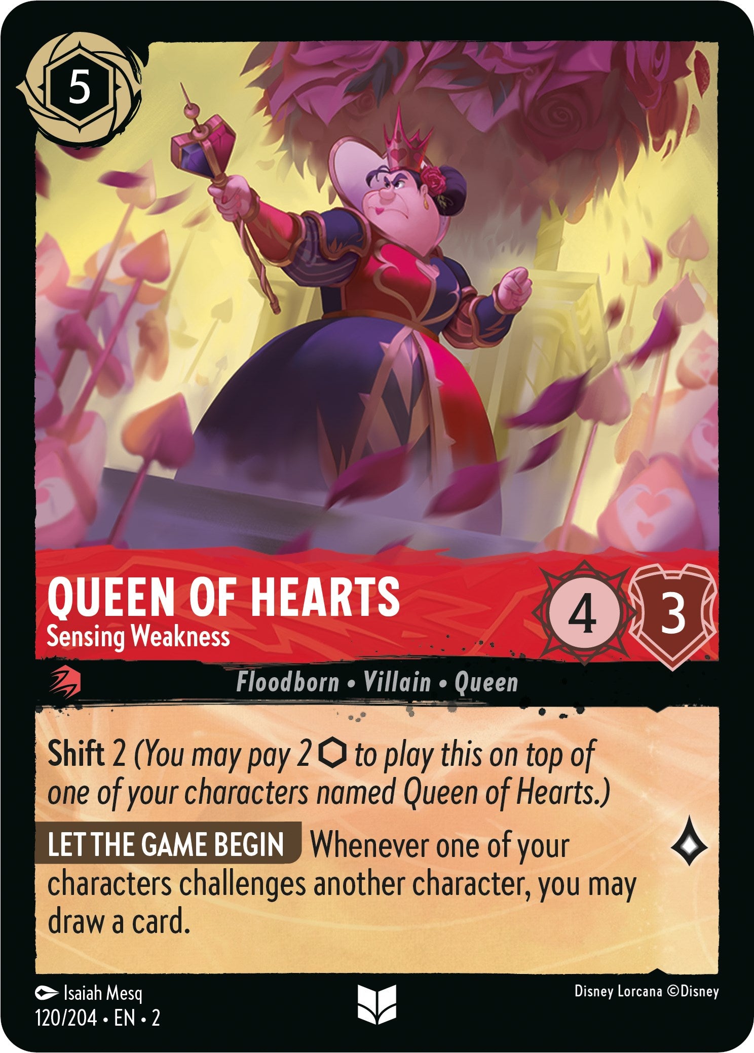 Queen of Hearts - Sensing Weakness (120/204) [Rise of the Floodborn] | Tabernacle Games