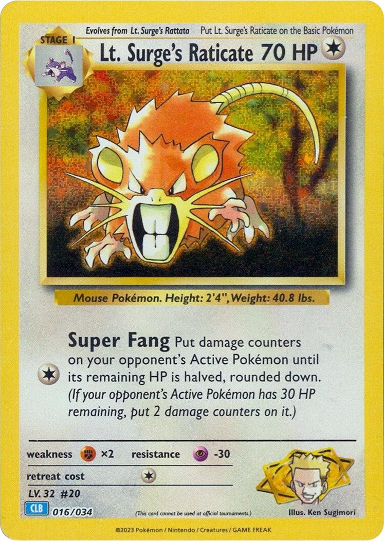 Lt. Surge's Raticate [Trading Card Game Classic] | Tabernacle Games