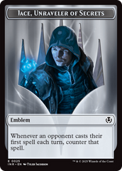 Human Wizard // Emblem - Jace, Unraveler of Secrets Double-Sided Token [Innistrad Remastered Tokens] | Tabernacle Games