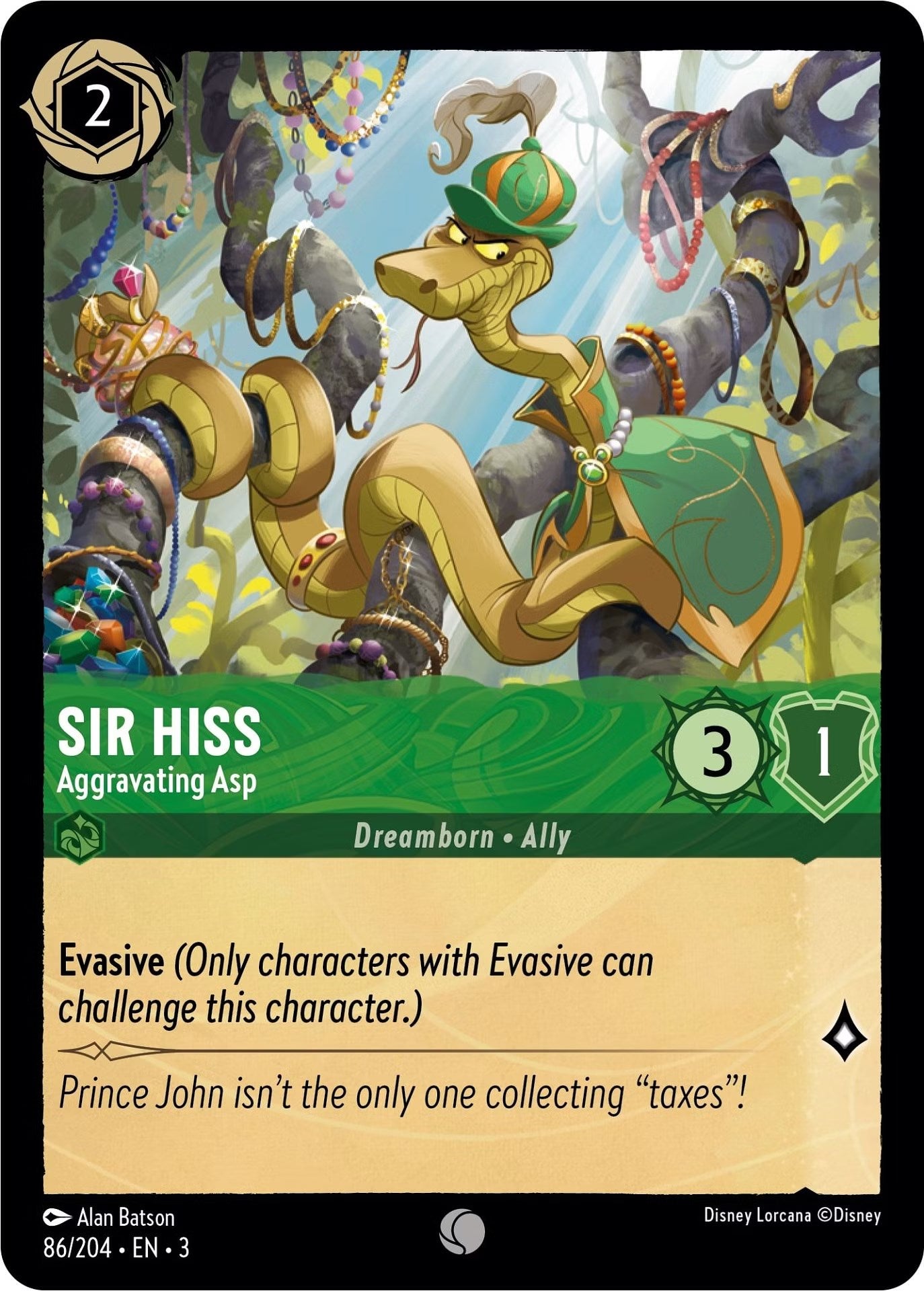 Sir Hiss - Aggravating Asp (86/204) [Into the Inklands] | Tabernacle Games